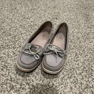 Sperry Gray Boat Shoes with Bow Detail